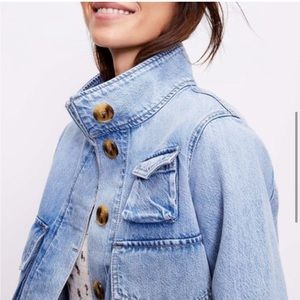 Loft Cropped Military Denim Jacket